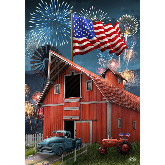 Briarwood Lane Summer 4th of July House Flag 40x28 For Outdoor American Celebration Barn For 4th of July House Flag