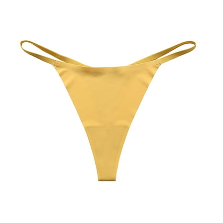 

YDKZYMD High Waisted Thong Underwear for Women Low Rise Comfortable Womens Ice Silk G String Sexy No Show Seamless Bikini for Women Yellow M