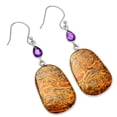 thumbnail image 3 of Coquina Fossil Jasper & Amethyst 925 Sterling Silver Earrings Jewelry E-1002 SDE82624, 3 of 5
