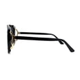 thumbnail image 4 of Womens Semi Rimless Flat Top Thick Plastic Shield Sunglasses Black Gold Black, 4 of 4