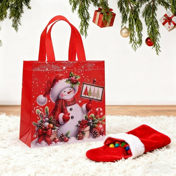 RKSTN christmas deals Colorful Christmas Tote Bag Waterproof Non-Woven Fabric Grocery Bag Holiday Party Candy Gift Bag