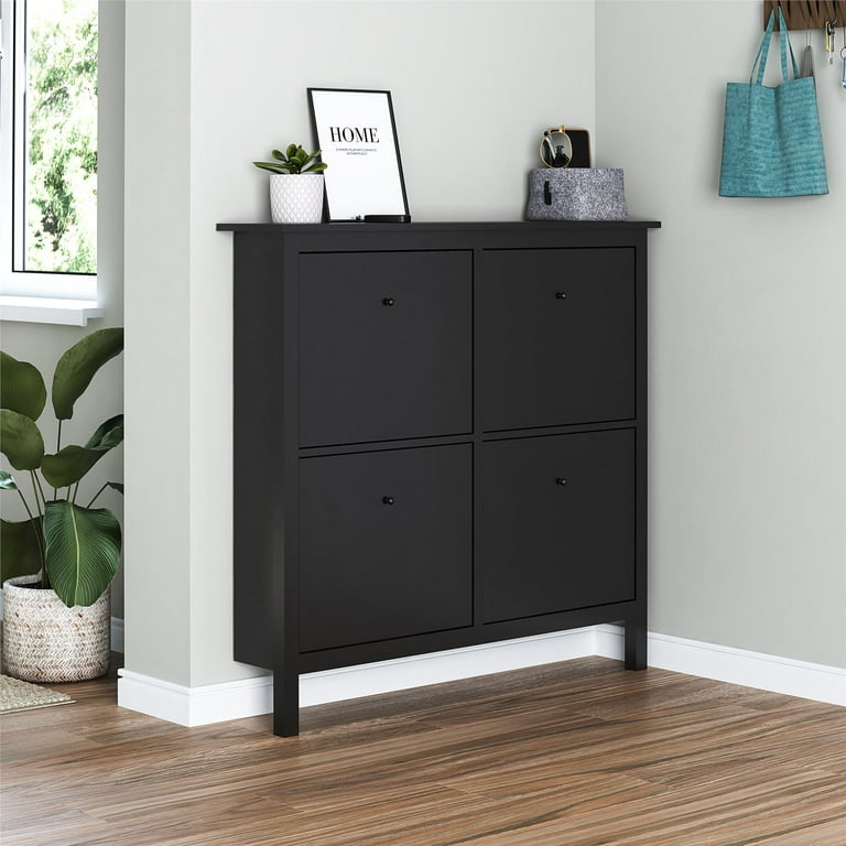Mainstays 4 Bin Shoe Storage Cabinet Black Walmart