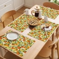 thumbnail image 5 of Green Orange Placemats Set of 12 Summer Botanical Leaves Watercolor Checkered Place Mats Indoor Wipeable Table Mats Washable Dining Table Placemats for Kitchen Holiday Party Home Decor 13x19 Inch, 5 of 9