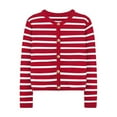 thumbnail image 4 of LYXSSBYX Fall Outfits for Women 2024 Women's Casual Striped Loose Cardigan Long Sleeved Round Neck Sweater Jacket Tops, 4 of 7