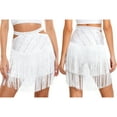 thumbnail image 6 of Aislor Women's Rhinestone Shiny Latin Dance Fringe Hem Salsa Tango Ballroom Performance Skirt White L, 6 of 6