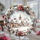 thumbnail image 2 of Ofertas de decoraciones navideñas 2024, letrero de madera circular con paisaje nevado de casa de madera para colgar en la pared, decoración navideña, colgante para puerta al aire libre, 2 of 6