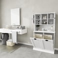 thumbnail image 5 of Tall Tilt-Out Laundry Basket, 59.69'' Two-Compartment Dirty Laundry Cabinet with 2 Adjustable Shelves, Bathroom Cabinet with Hidden Laundry Hamper & Glass Doors, 5 of 8