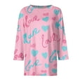 thumbnail image 3 of Fgvctg Valentine's Day Shirts for Women Casual 3/4 Sleeve Crewneck Shirt Date Night Pullover Top Plus Size Cute Love Heart Graphic Blouse Gifts For Her Multicolor M, 3 of 5