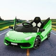 thumbnail image 6 of Garvee Ride on Car for Kids 12V Licensed Lamborghini Electric Toys Vehicles with Remote Control Battery Powered Sports Car, 2 Speeds, Sound System, LED Headlights and Hydraulic Doors (Green), 6 of 8