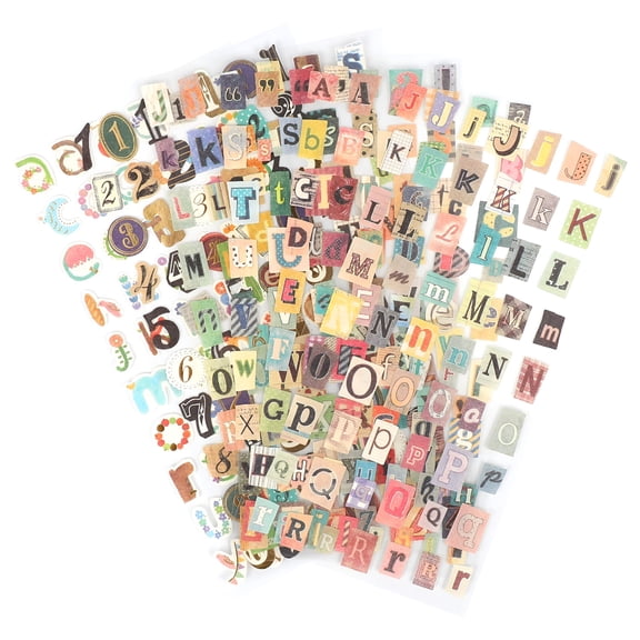 CCOCC 2026 New 6 Sheet Scrapbook Stickers Graffiti Vintage Letters Numbers Self Adhesive Decals for Diary Diy Crafts Cards