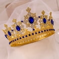 thumbnail image 2 of Gold Tiaras Baroque Round Crown Diadem Prom Wedding Hair Royal Queen King Crowns, 2 of 6