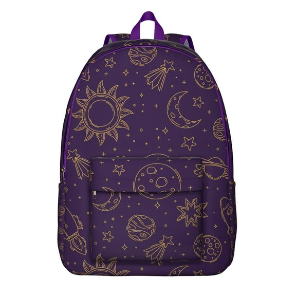 Gothic Celestial Backpack, Waterproof School Bag with Mystic Sun, Moon, and Starry Night Astrology Print