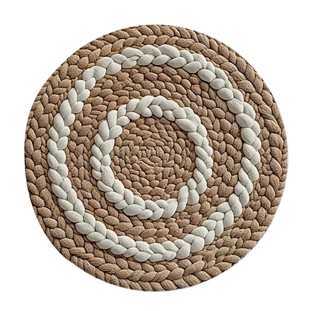 Mantel individual de diseño circular grueso, estilo bohemio, con aislamiento térmico y resistente al aceite, con costuras reforzadas, para decoración de comedor