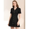 thumbnail image 3 of Vestido Vaquero Demin Lavado Con Tapeta Con Botones Y Cuello Vuelto Para Mujer Negro XL, 3 of 6