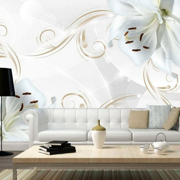 Tiptophomedecor Floral Wallpaper Wall Mural - White Dancers