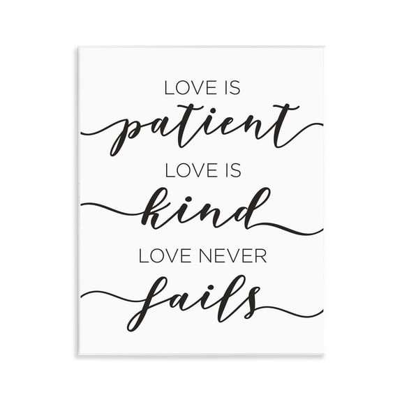Stupell Industries Love Never Fails Phrase Typography Painting Unframed Art Print Wall Art, 11 x 14