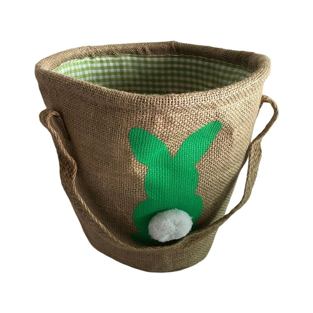 Billuyoard Bolsa de conejito de gran capacidad, cesta de Pascua resistente al desgaste, cubos de vacaciones presentes, patrones surtidos, bolsas Almacenamiento y organización del hogar Doble Asa Verde