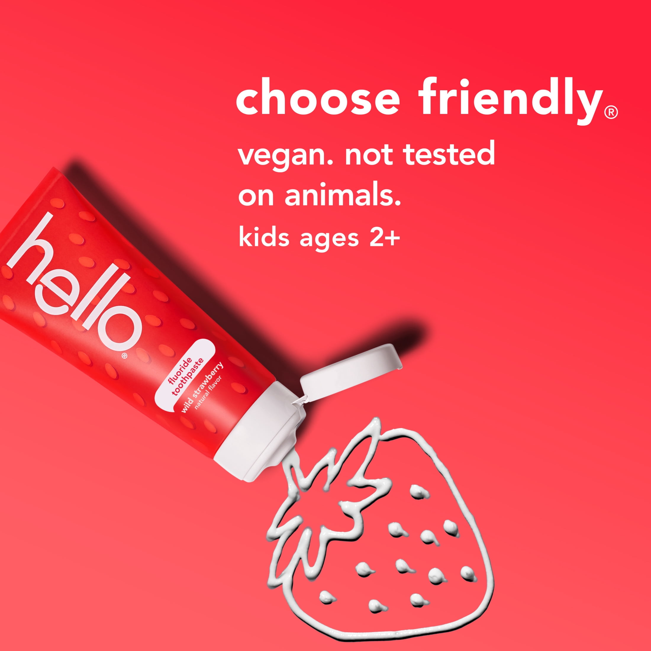 hello Wild Strawberry Kids Toothpaste with Fluoride, Strawberry Toothpaste, 4.2 Oz