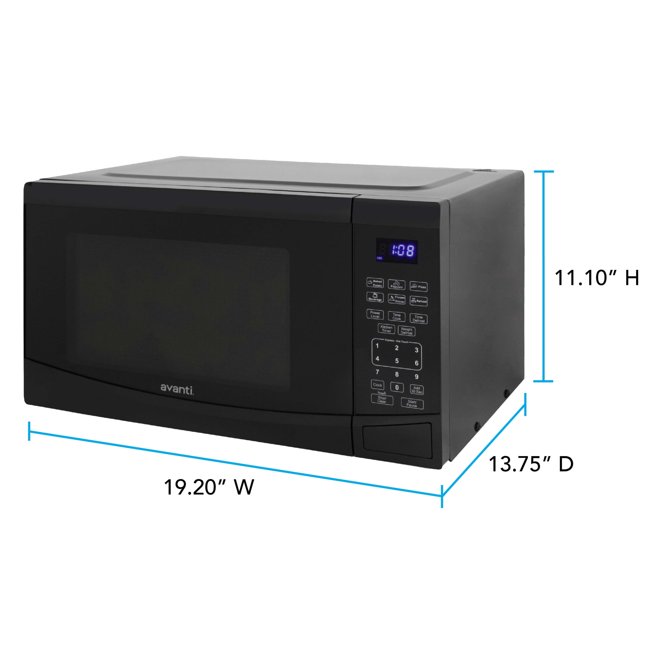 Avanti Countertop Microwave Oven, 0.9 cu. ft., in Black (MT09V1B)