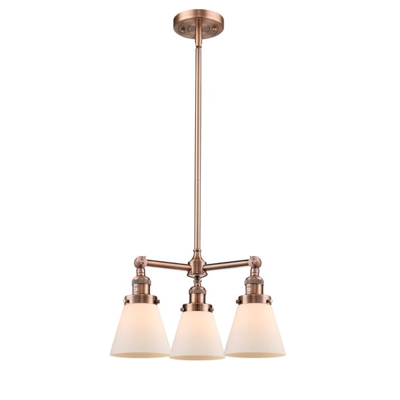 Innovations Lighting 207 Small Cone Small Cone 3 Light 19" Wide Chandelier - Copper
