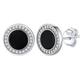 thumbnail image 1 of Pendientes redondos negros Silvora con Circonia cúbica brillante AAA joyas para niños y niñas, 1 of 8