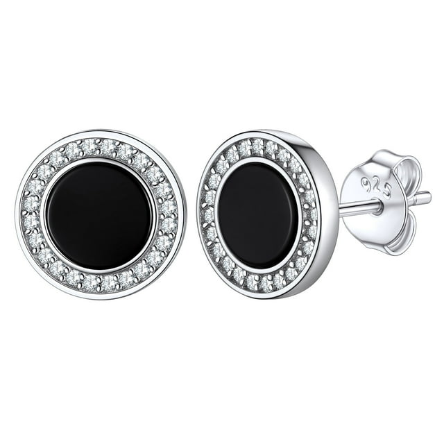Pendientes redondos negros Silvora con Circonia cúbica brillante AAA joyas para niños y niñas