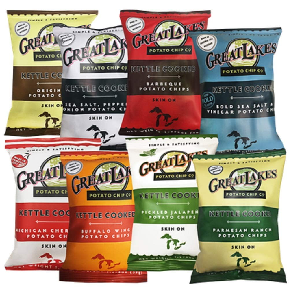 Kettle Cooked Potato Chips by Great Lakes Value Pack Bundled by SUPERDEALS | 1.375 Oz Bag | Parmesan Ranch Style | Pack of 12 with mystery bonus gift