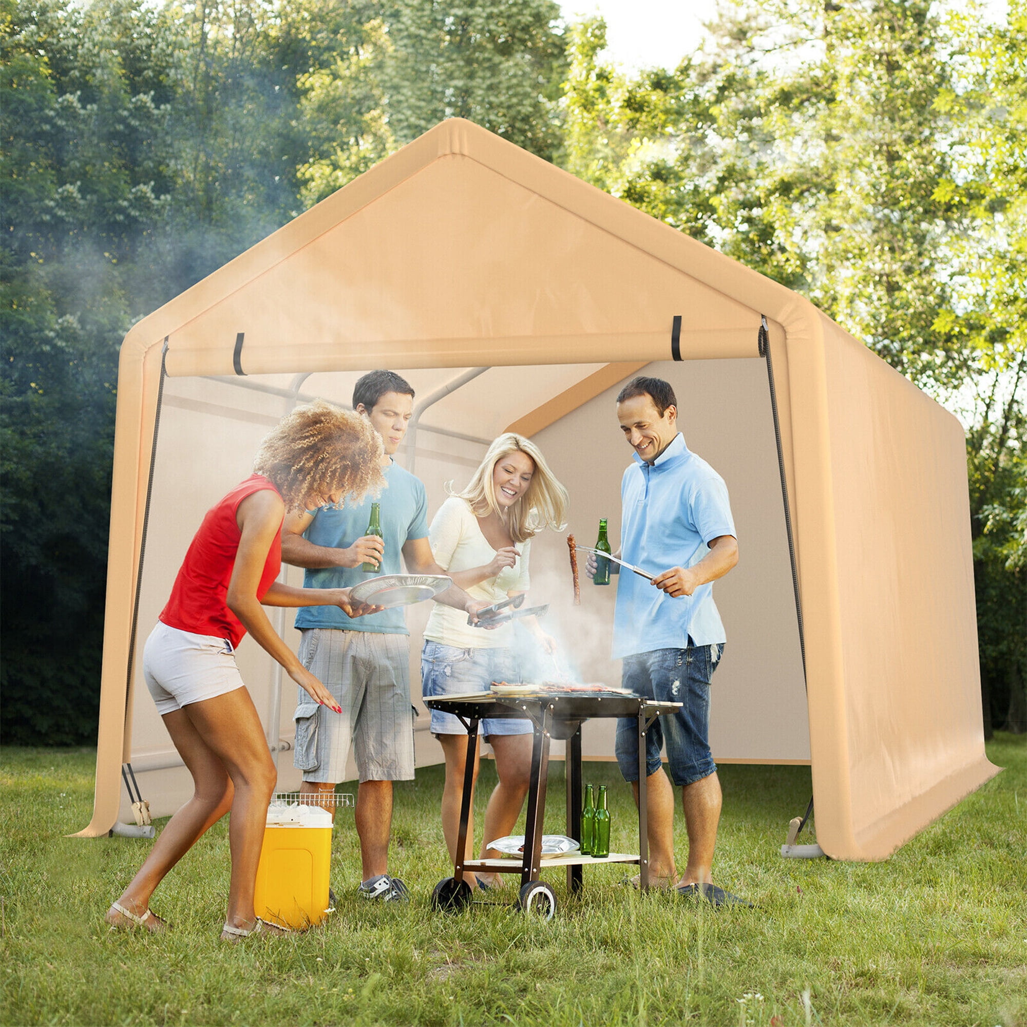 Gymax 9x17 ft Heavy Duty Carport Canopy PE Car Tent Steel Outdoor Garage Shelter