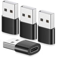thumbnail image 1 of Adaptador USB-C a USB-A, convertidor USB C, conector USBC compatible con Apple iPhone 14/13/12/11/Pro/Max/Plus/Mini/AirPods/iPad/Watch, (4, negro), 1 of 5