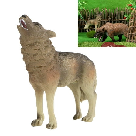 Soimiss Miniature Animal Figurines Toys Wolf Model Lifelike Shape Animal Figurine 1Pack