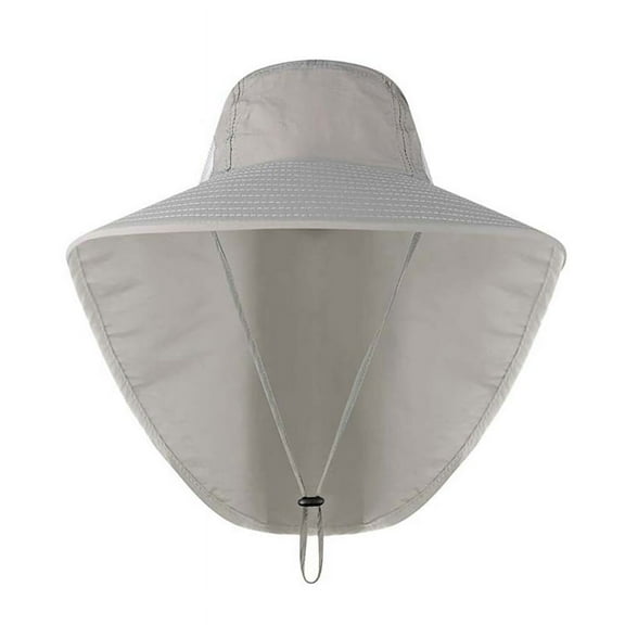 Men's Sun Hat with Neck Flap, Wide Brim Fishing Safari Hiking Hat, UPF 50 Protection, Adjustable Chin Strap