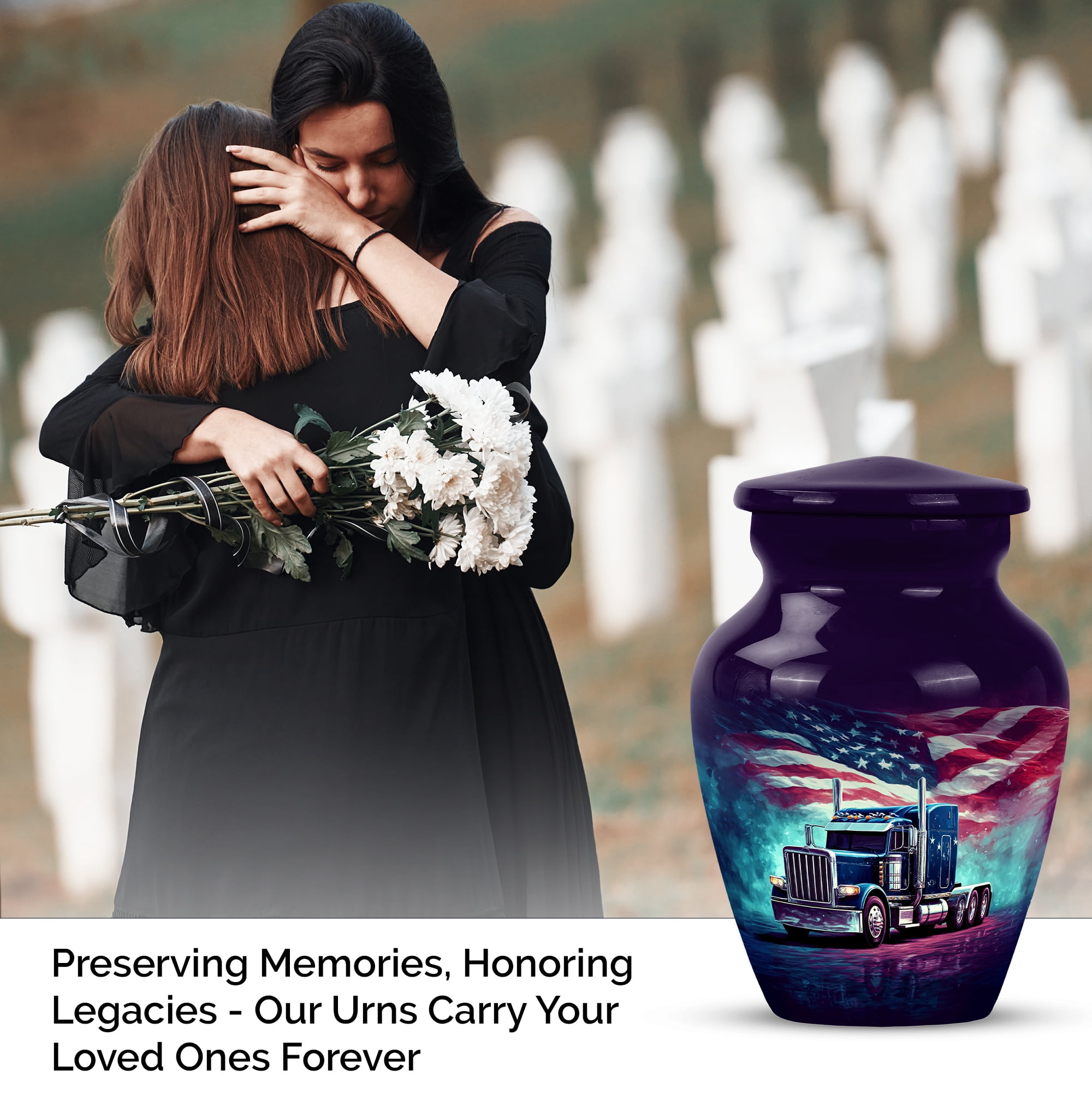 American Flag Truck Keepsake Urns Set Of 2, Small Cremation Urns For Human Ashes, Mini Urn For Ashes Adult Male, Keepsake Urn For Ash For Women, (Size, 3 Inch, 2 Pcs)