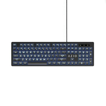 Azio KB512 Vision USB Wired Computer Keyboard for PC, 3-Color Backlight, Black, KB512