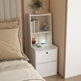 thumbnail image 3 of HSUNNS Modern Nightstand with 2 Drawers, Bedside Table with Charging Station and USB Night Light, Drawer Dresser Storage Cabinet with Bookshelf for Bedroom Living Room, White, 3 of 13