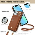 thumbnail image 2 of ShellTech for iPhone 13 Case with Card Holder and Strap - Zipper Pocket,Lanyard Strap,Credit Card Holder,Stand Ring,Cute Phone Wallet Case for Women,Brown, 2 of 10