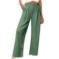 thumbnail image 3 of DDAPJ pyju Womens Cotton Work Pants Wide Leg Dress Pants High Waisted Casual Business Office Pants with Pockets on Sale Green XL, 3 of 7