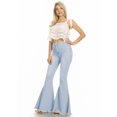 thumbnail image 4 of Women's Classic Retro High Waist Long Denim Bell Bottom Jeans, Light Denim, Small, 4 of 5