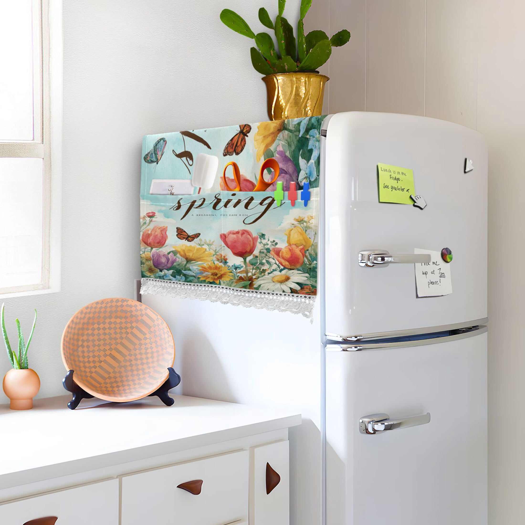 Wobogo Watercolor Spring Garden Washing Machine Cover Dustproof Washer Dryer Cover Waterproof Laundry Room Decorative Protector