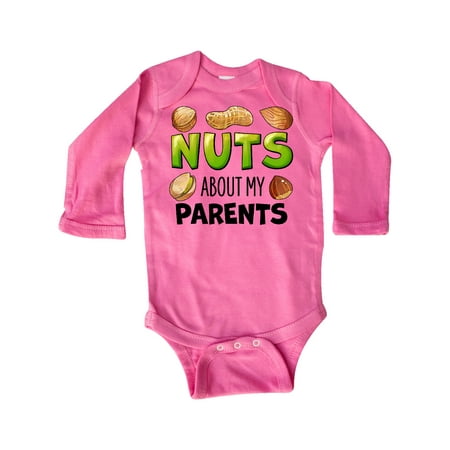 

Inktastic Nuts About My Parents Peanut Almond Pistachio Gift Baby Boy or Baby Girl Long Sleeve Bodysuit