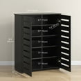 thumbnail image 3 of HOMCOM Slim Shoe Cabinet with 2 Slatted Doors for 15 Pairs of Shoes Black, 3 of 10