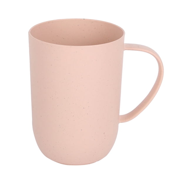Moyic Taza de de trigo con asa para cepillo de dientes, vaso reutilizable, taza para bebida, soporte para cepillo de lavado, Cocina y Comedor Rosa