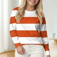 thumbnail image 2 of idosla Womens Striped T Shirts Long Sleeve Fall Tops Tees Loose Fit Casual Tunic Top Going Out Tops (Orange, XXL), 2 of 4
