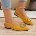 thumbnail image 2 of Women's Summer Dress Flats - Comfortable Pointed Toe Ballet Shoes for Woman - Soft Suede Slingback Flats Yellow 6.5(38), 2 of 9