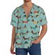 thumbnail image 1 of Balery Dachshund Dog Puppy Camisa Casual de Manga Corta con Botones para Hombre, Texturizada, Estilo Cubano, para Playa, Verano-Large, 1 of 5