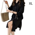 thumbnail image 1 of Vestido camisero Vestido midi de gasa transpirable con bolsillo informal de manga larga, Negro, XL Eigraketly AP001472-15B, 1 of 7