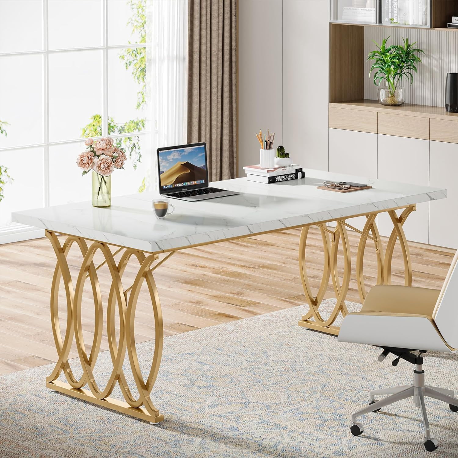 Tribesigns Executive Desk, 63 in. Large Computer Desk, Modern Writing Desk Conference Table Meeting Room Table