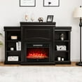 thumbnail image 3 of 70" Mantel Fireplace, 750W/1500W Electric Fireplace w/Mantel & Built-in Bookshelves, 28.5-Inch Electric Fireplace w/Remote Control, 1-8H Timer, Adjustable Flame Brightness & Color (Black)，Fireplace, 3 of 7