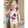 thumbnail image 5 of BemeyourBBs Baby Girl Outfit, Embroidery Ice Cream Overalls Romper with Hairband, 5 of 9