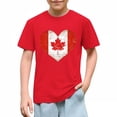 thumbnail image 5 of Girls Canadian Flag Heart T-Shirt Kids Red Canada Day Distressed Vintage Cotton Short Sleeve Crew Neck,Size 9 T, 5 of 6