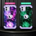 thumbnail image 2 of Meshine for iPhone 11 Case,Three Layer Heavy Duty Shockproof Protection Hard Plastic Bumper +Soft Silicone Rubber Protective Case for Apple iPhone 11 6.1 inch,Shiny in The Dark-All Purple, 2 of 6